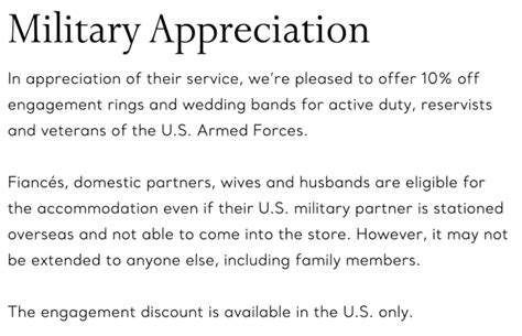 tiffany and co veterans discount